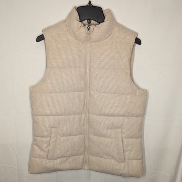 NWOT Time and Tru Women's Lightweight Quilted Corduroy Vest, Beige size S (4-6) - Picture 2 of 6
